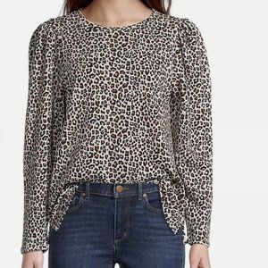 NWT LOFT Outlet Leopard Puff Sleeve Sweatshirt szM